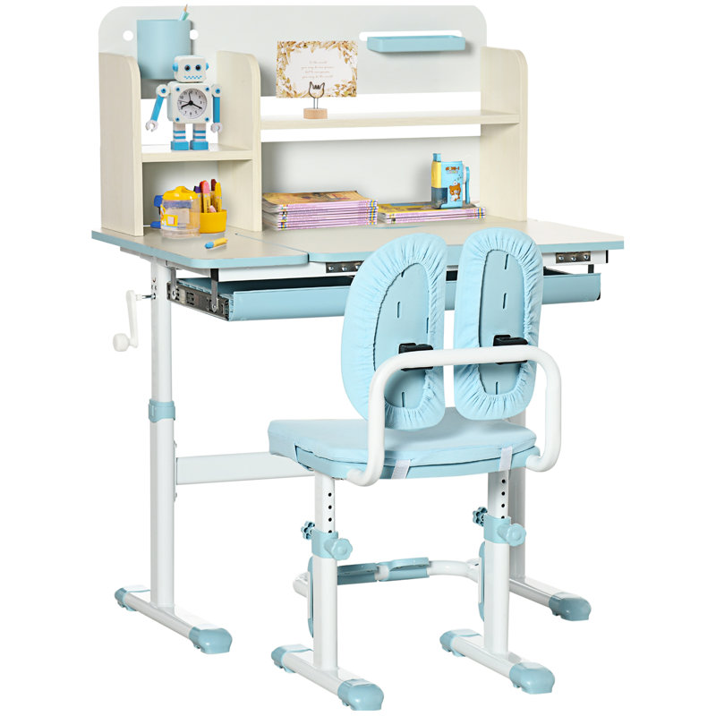 Dalessio Kids 2 Piece Rectangular Desk Or Activity Chair and Chair Set, Blue