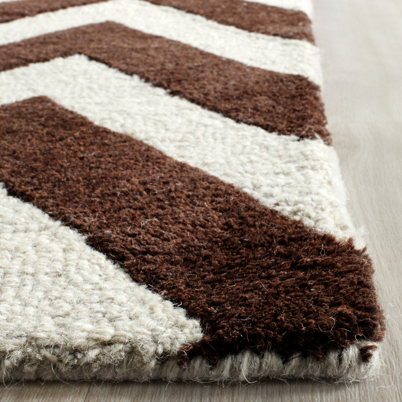 Sanyla Hand Tufted Wool Chevron Rug, Square 8'