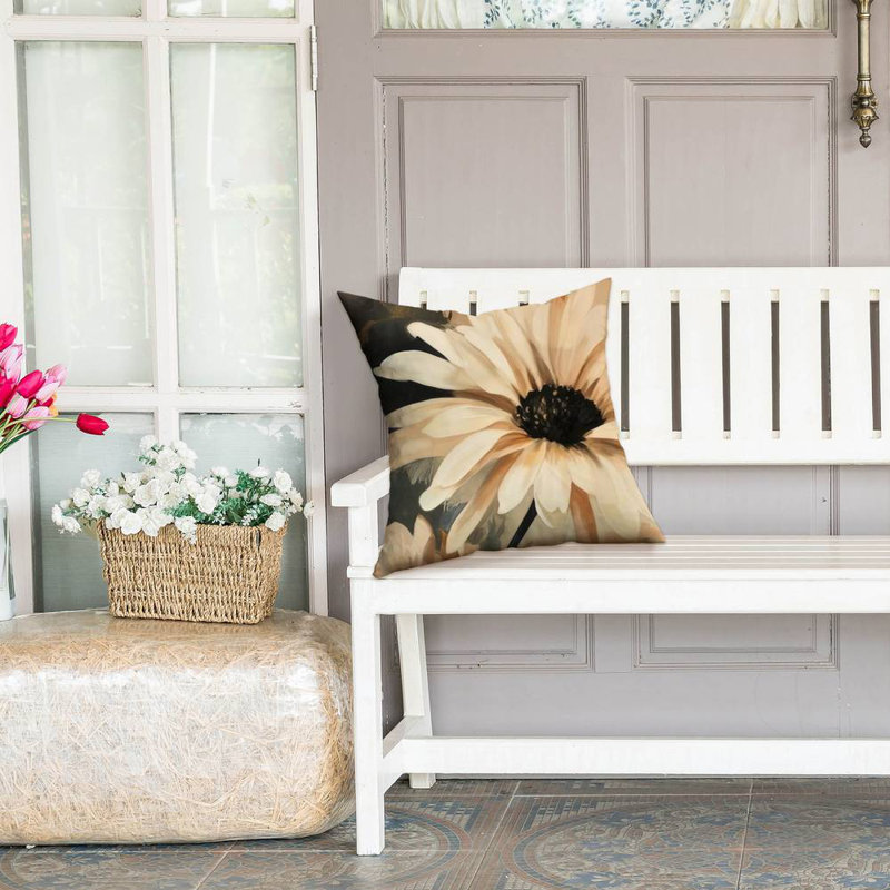 Delicate Daisy - Rustic Floral – Outdoor Throw Pillow with Insert, Weather-Resistant, Square 18"