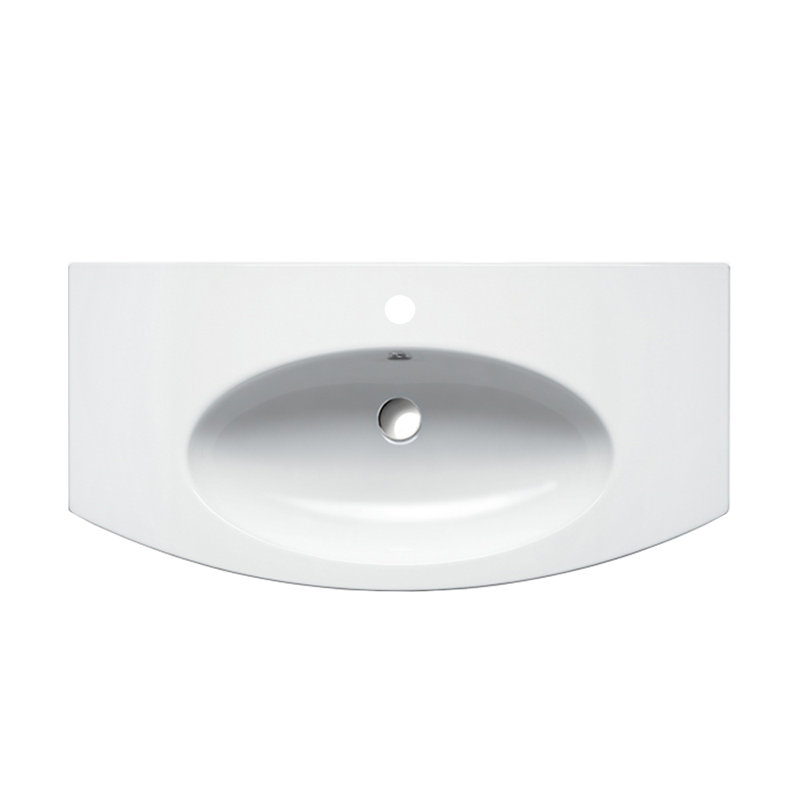 Lavabo de salle de bain à double fixation en céramique Velis, blanc, Simple