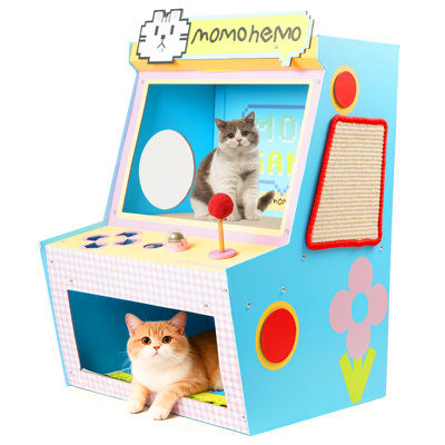 Tour d'activité pour chat tout-en-un: maisonnette multi-niveaux avec poteaux à griffer en sisal, grattoir en carton et tapis de repos moelleux pour chats d'intérieur