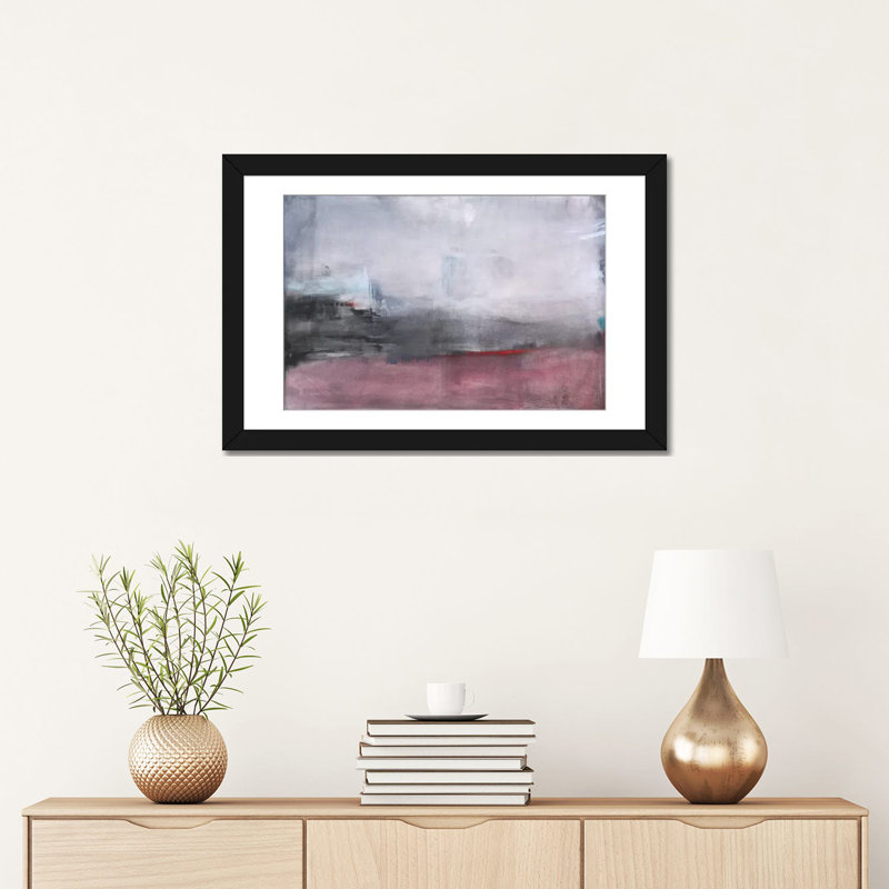Reproduction d'art sur toile tendue, H 16 po x l 24 po x P 1 po, Papier beaux-arts encadré noir, Blanc