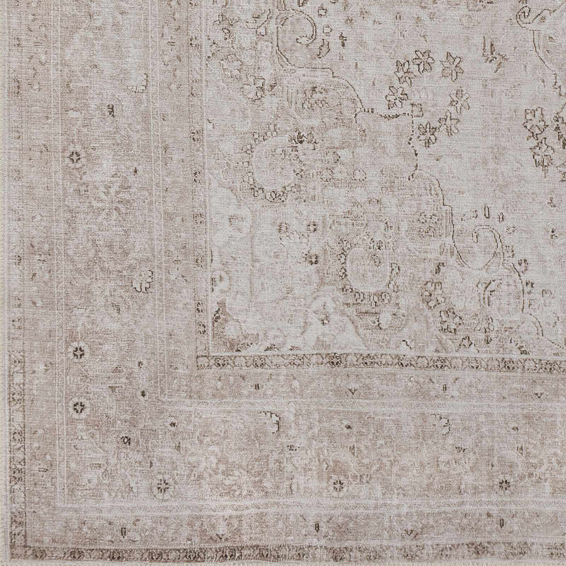 Cyrie Machine Washable Medallion Cream Area Rug, Rectangle 8'10" x 12'