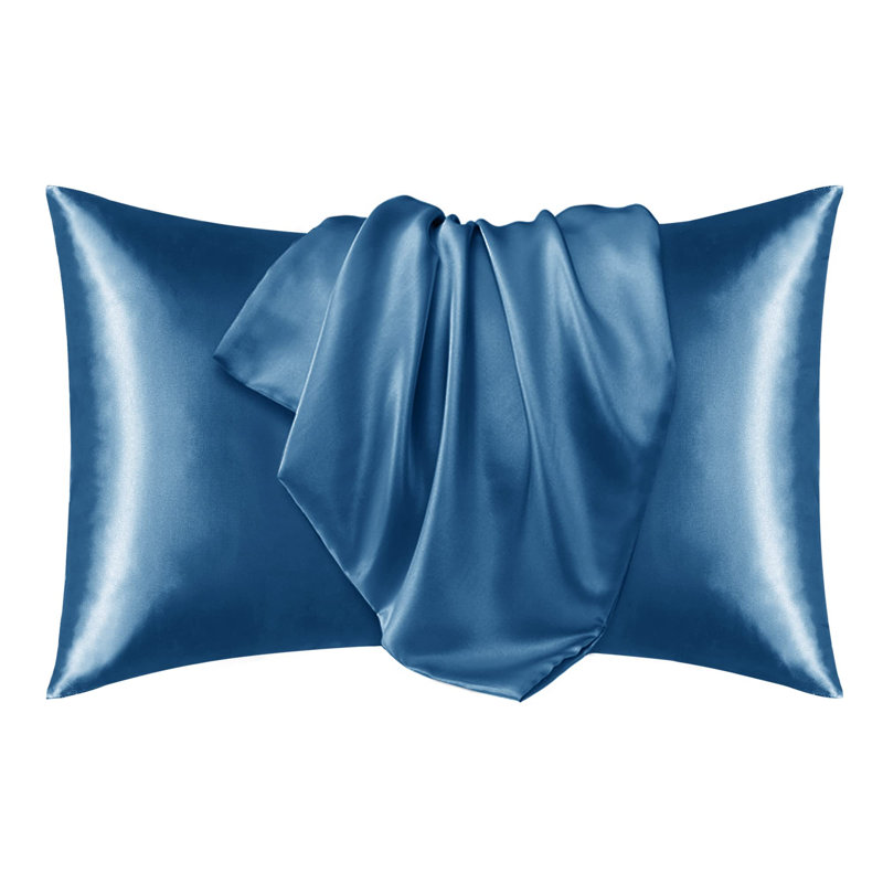 Silk Satin Soft Pillowcases 2 PCS(Cover Only), 20'' x 26'', Navy