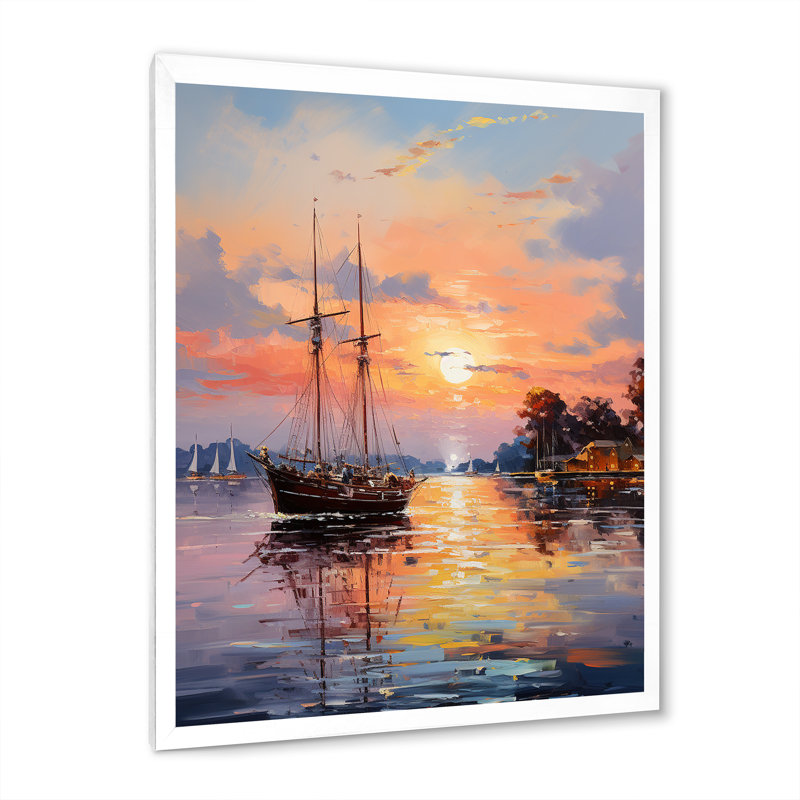 Pier and Dock Impressionist I - impression, H 32 po x l 16 po x P 1 po, Cadre photo blanc