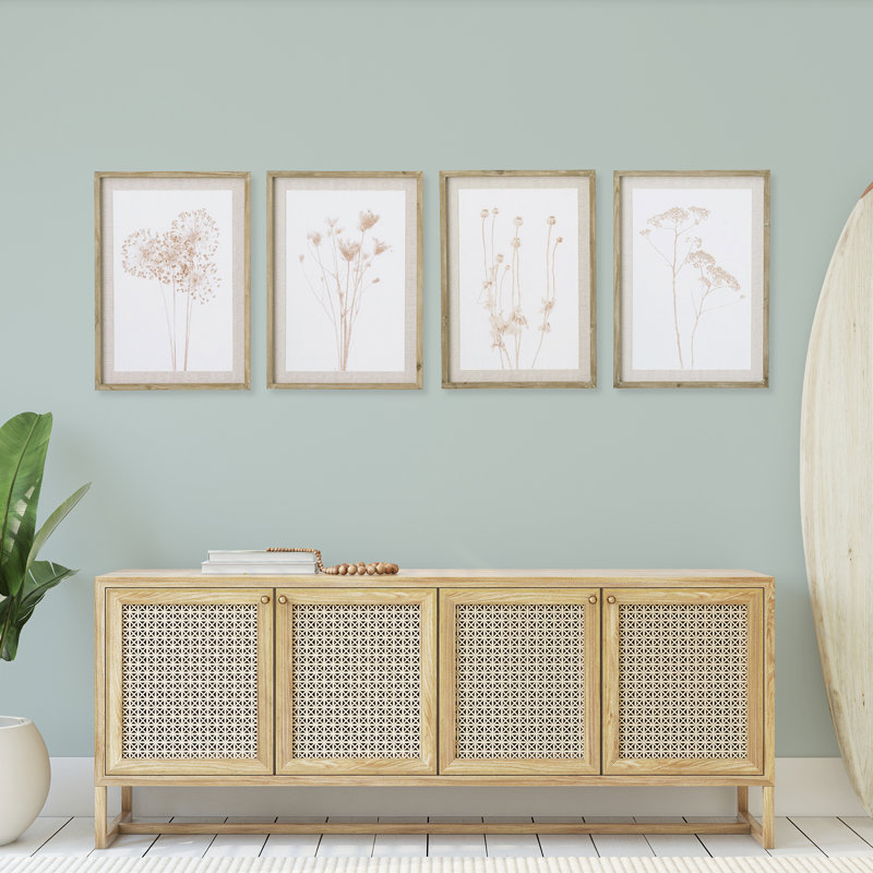 Ensemble de 4 reproductions sur bois Libourne Stylized Botanical