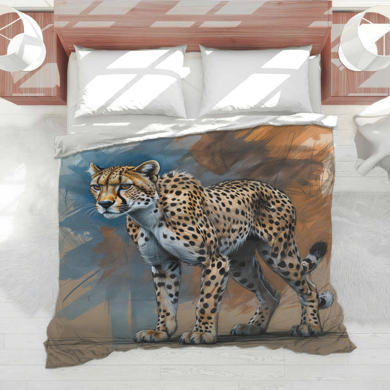 Édredon guépard Illustration peinture, Grand lit