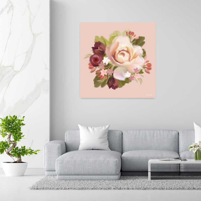 Art floral contemporain Blush Blossoms, H 48 po x l 48 po