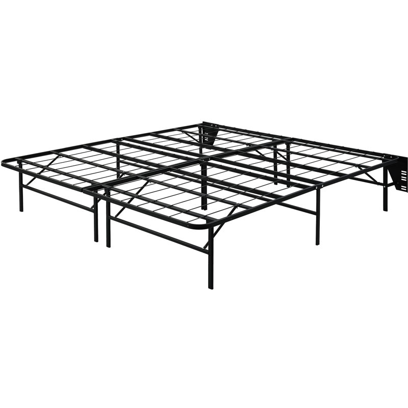 Structure de lit en métal pliable Eastern King - noir, construction, plateforme de chambre à coucher en noir, pliable, essentiel