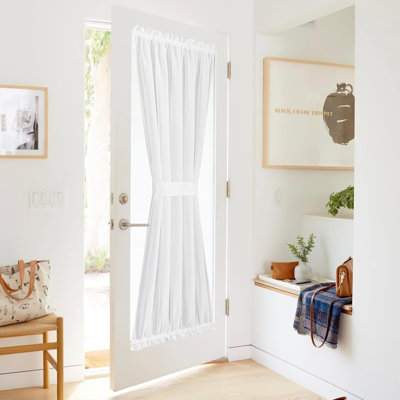 Door Curtain for French Door, Thick Linen Blended Light Filtering Solid Rod Pocket Window Cover for Glass Patio, 1 PC
