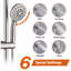 Système de pomme de douche double en nickel brossé avec hauteur réglable, pluie de 6 pouces et poche en nickel, pour un look élégant