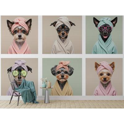 Dog Grooming Salon Wallpaper Spa Dog Peel And Stick Dog Room Wallpaper Nursery Self Adhesive Dog Animal Nursery Decor Mural (Peel-N-Stick) 961DRS