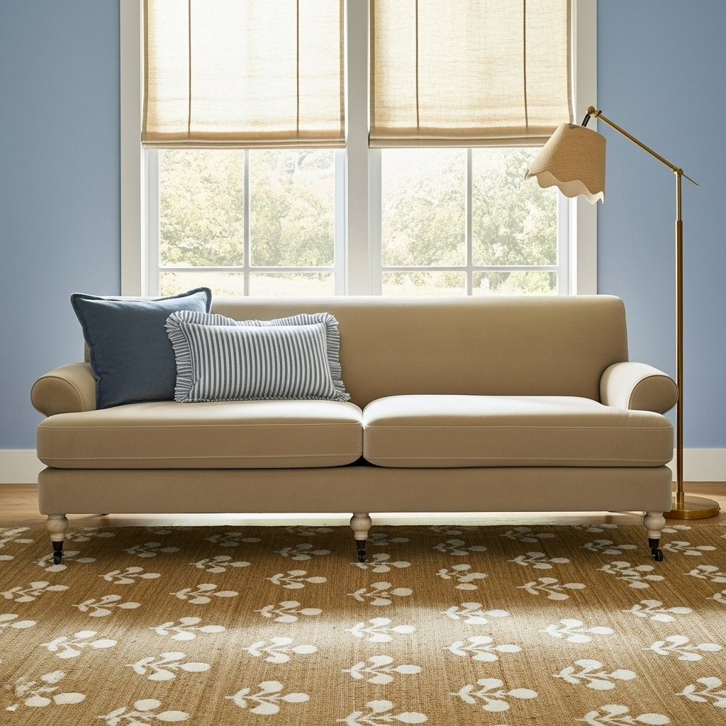 Harbor 88'' Upholstered Sofa, Fawn Brown Velvet