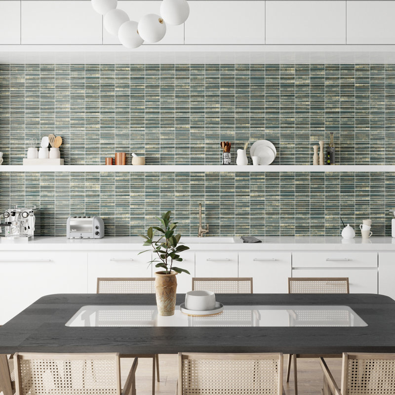 Rubik 5.88" x 11.75" Ceramic Patterned Tile, Green