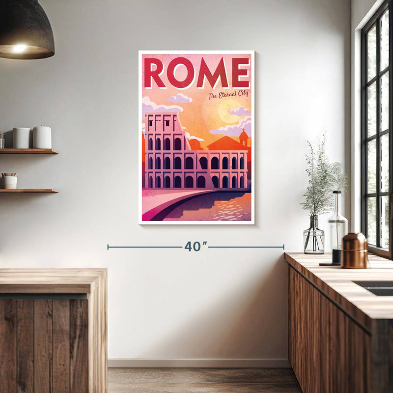Affiche rétro de Rome, Rome, H 39 po x l 26 po