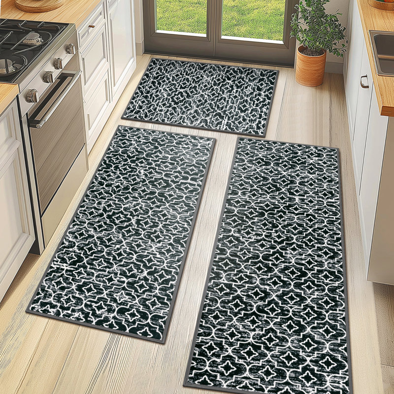 Machine Washable Non-Slip Kitchen Mat, Black