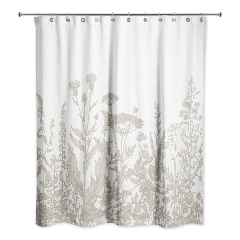 Thoms Floral Shower Curtain, Beige