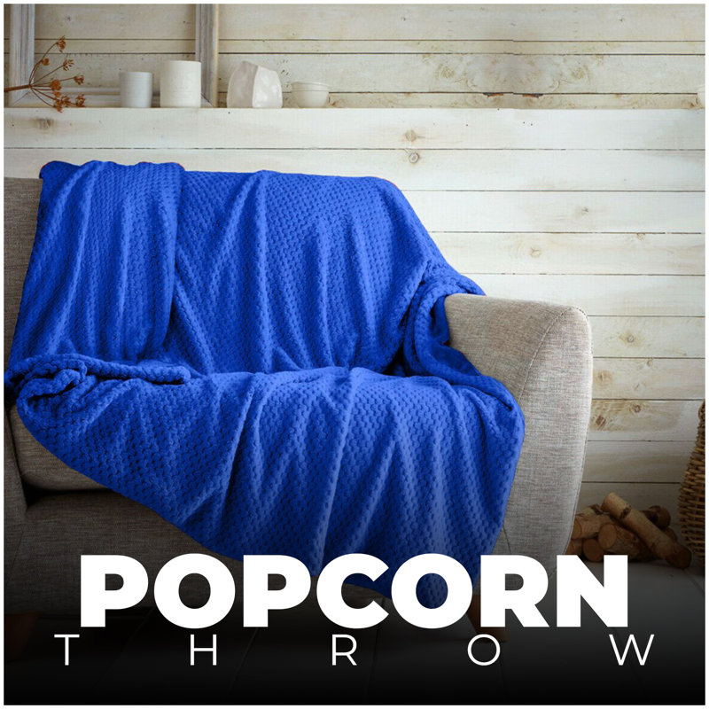 Teddy Popcorn Waffle Throw Blanket Soft Warm Cosy Lightweight Waffle Decorative Blanket for Sofa Couch Bed Bedroom Living Room