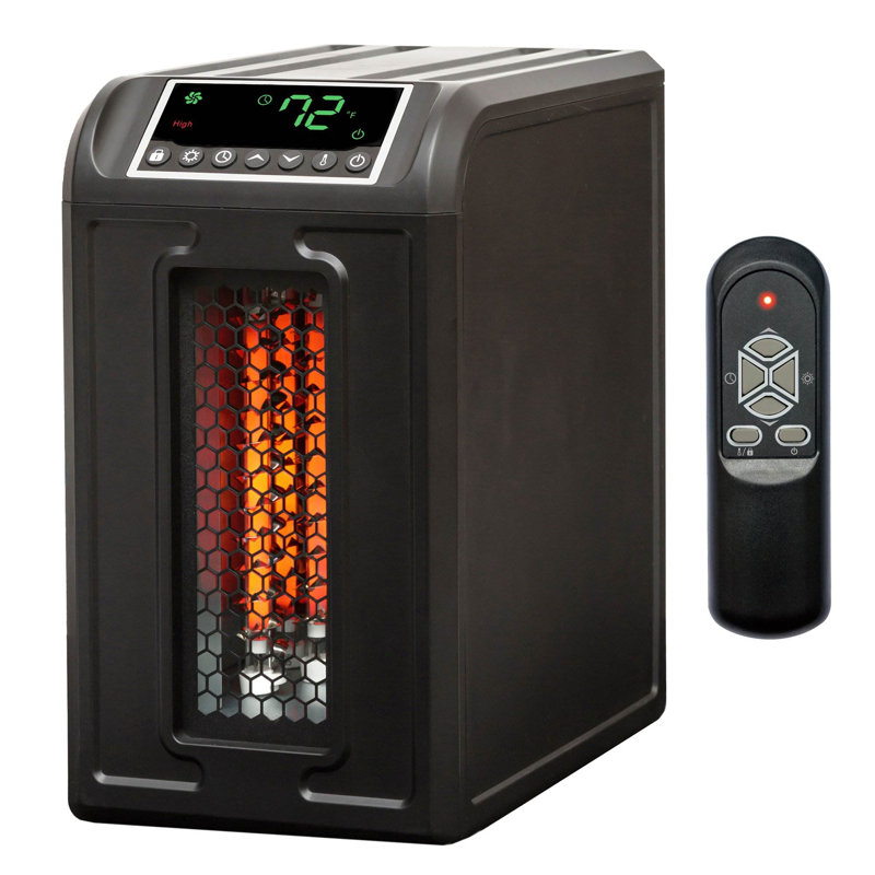 Lifesmart 1500 Watt 5118 BTU Electric High Efficiency Compact Space Heater with Adjustable Thermostat , Remote Included and with Digital Display