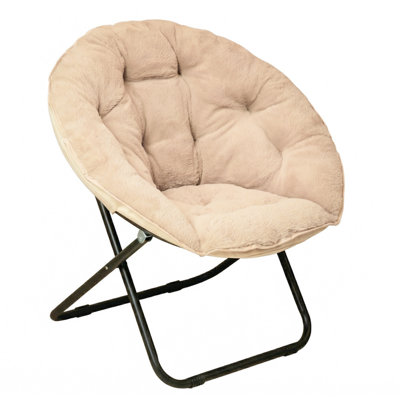 Fauteuil d'appoint rond rond et pliable tapissier pour salon et chambre à coucher Moon 33 po x 16 po x 32,5 po
