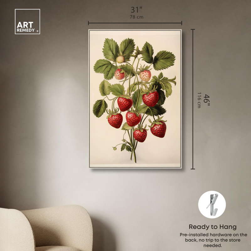 «Strawberry Softness II», reproductions sur toile par Art Remedy, H 46 po x l 31 po, Cadre flottant argent