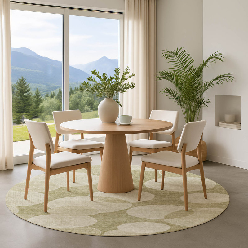 Premium Machine Washable Lubbers AMF1751 Geometric Rug, Round 8'
