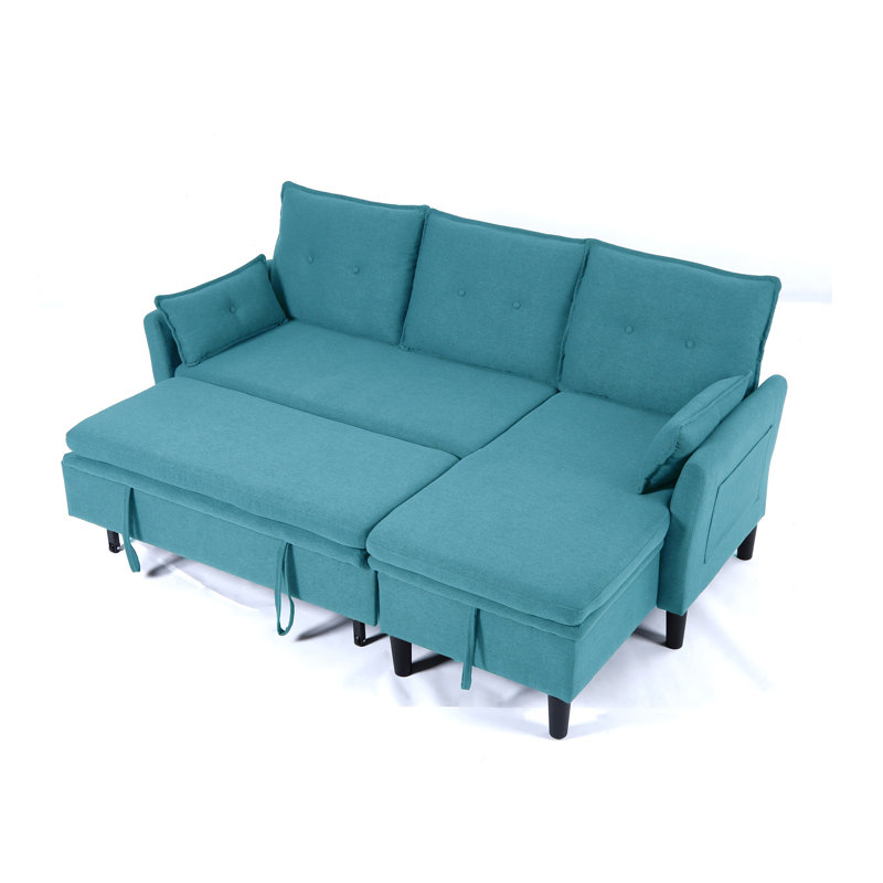 Canapé-lit modulaire réversible avec méridienne de rangement, Bleu