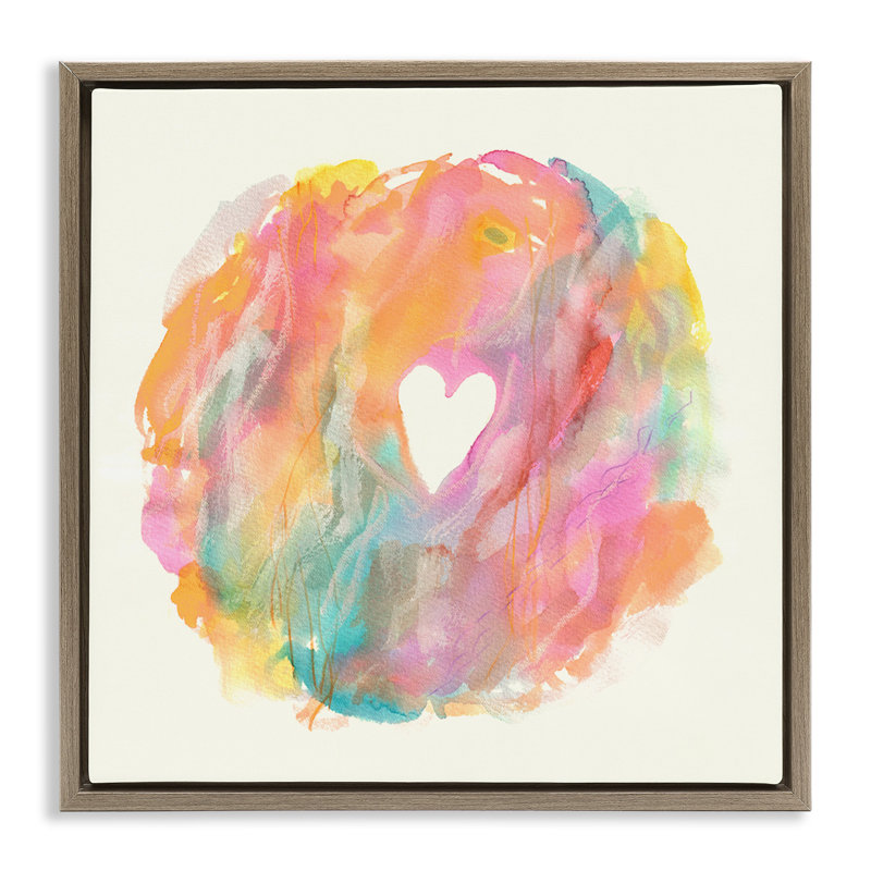 Abstrait cœur fluide pastel mélangé, Cadre flottant orme Montalcino, H 25 po x l 25 po