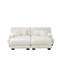 Chenille 2 places, canapé-lit Cloud pour le salon avec repose-pieds, coussins lombaires et coussins décoratifs, accoudoir large rembourré, tissu blanc et expérience relaxante