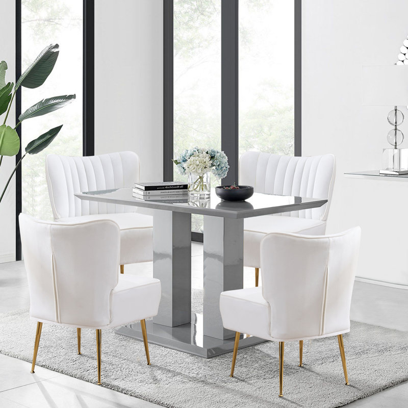 Chaise d'appoint d'appoint avec pieds dorés, Velours blanc