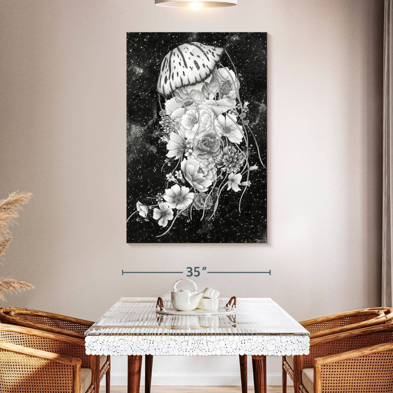 Brampt Magic Ocean Jellyfish BW, 51" H x 34" W
