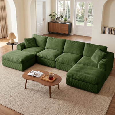 Boneless 137" Cloud Couch for Living Room, Modular Sectional Sofa with Plush U Shaped Big Comfy Upholstered Couches with Deep Seat, Compression, No Assembly Required
