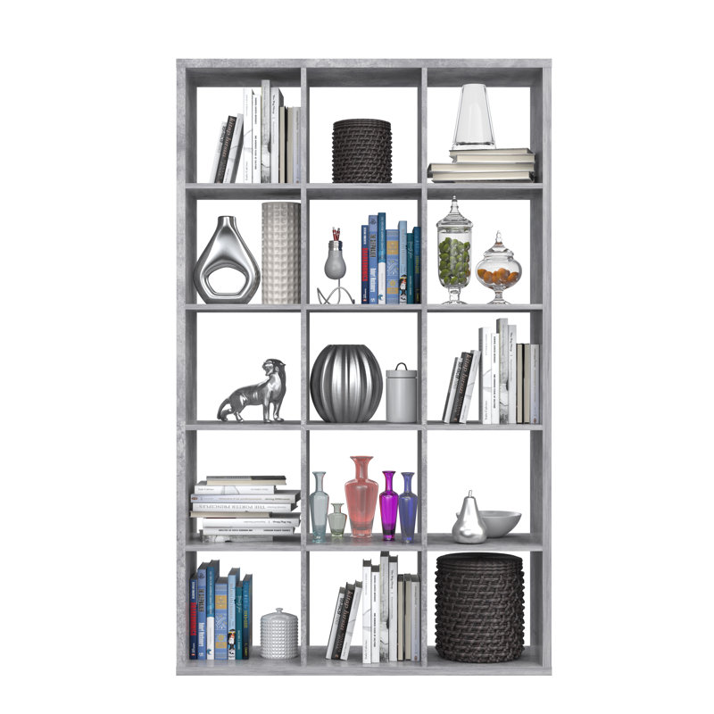 Paterson 176.3cm H x 107.2cm W Cube Bookcase, Grey