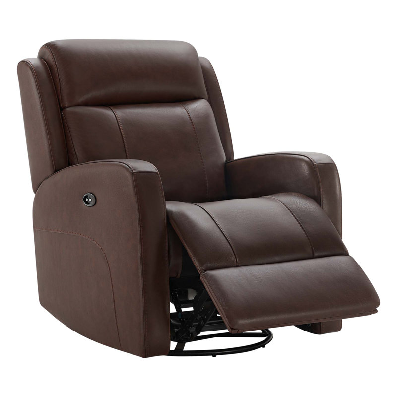 Fauteuil inclinable électrique en cuir véritable Louisa, Brun