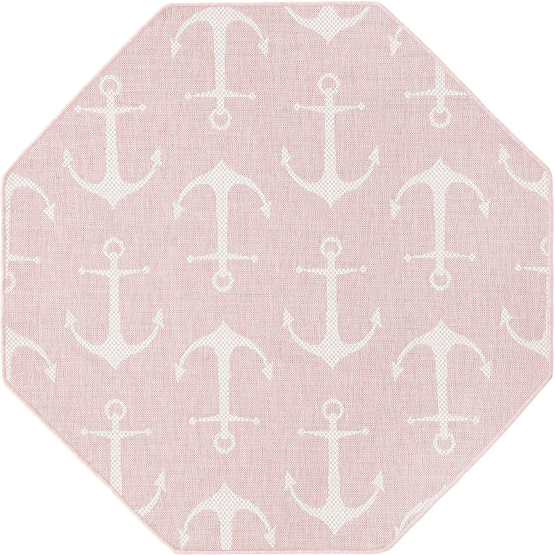 Outdoor Ayton Area Rug Sea Foam Color, Octagon 5'3"