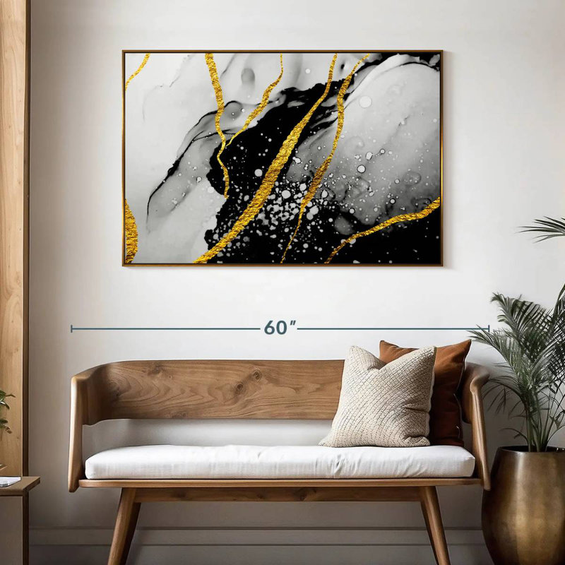 Feuille d'or Catriona, 46 po x 31 po, Cadre flottant doré