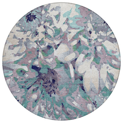 Machine Washable Indoor/Outdoor Molewski ACN2340 Floral Rug