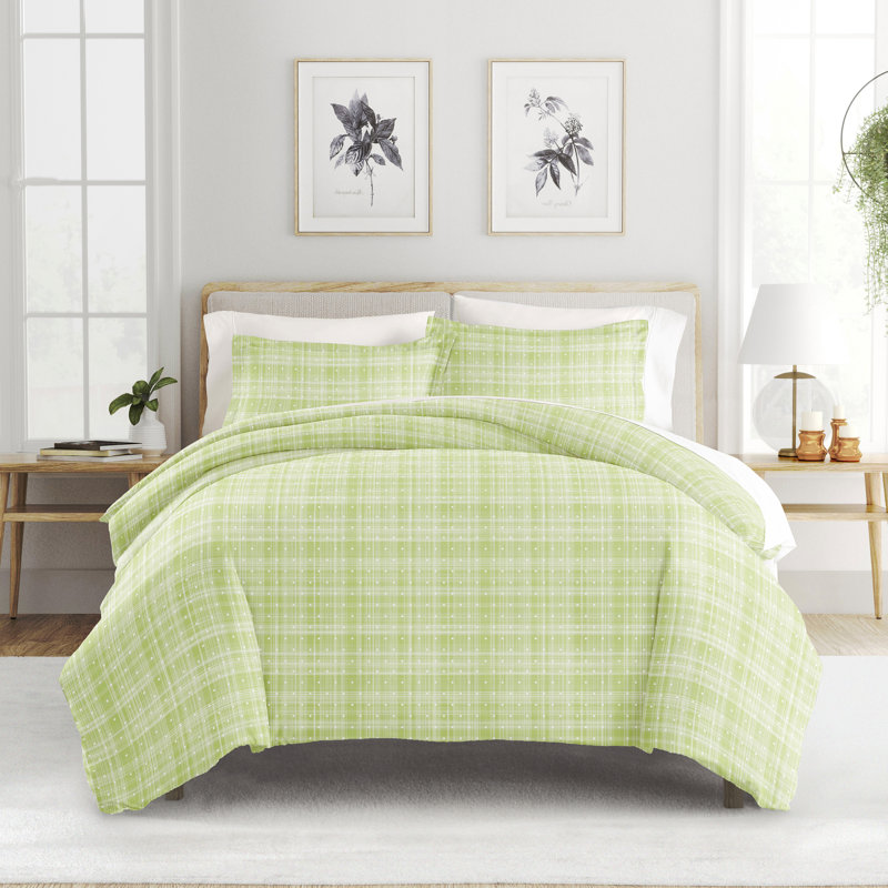 Simply Soft Polka Dot Duvet Cover Set, King Duvet Cover + 2 King Shams, Moss