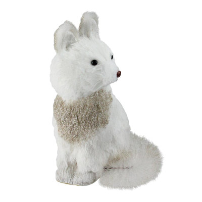 Figurine de Noël en sisal blanc 9,25 "avec paillettes dorées