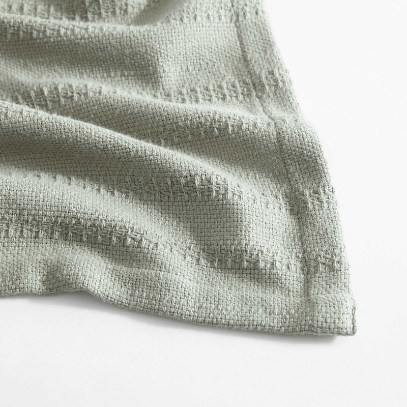 Varigated Eddie Bauer Variegated Weave Stripe Cotton Reversible Blanket, Green, Twin