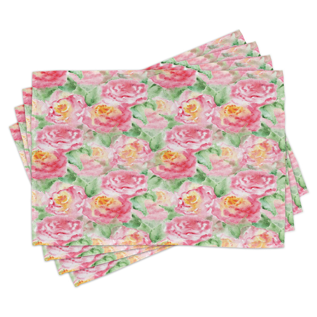 Platzdeckchen 4er Set, Soft Blossoming, Rosa Grün