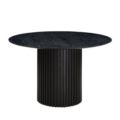 46.45 Inch MDF Dining Table For Dining Room Round Dinner Tables Mid-Century Modern Table BLACK