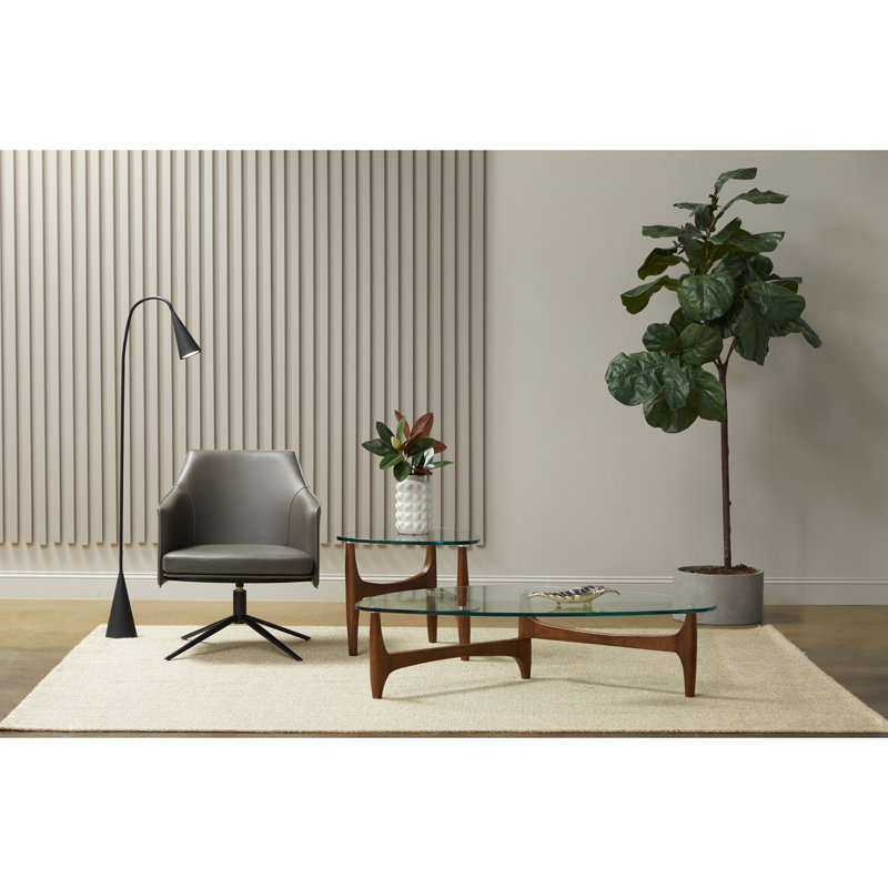  Chaise longue pivotante grise en similicuir avec structure noire, Grey