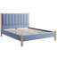 Lit capitonné de style scandinave avec cadre en bois massif, format Queen, lin bleu-675234331-675234332