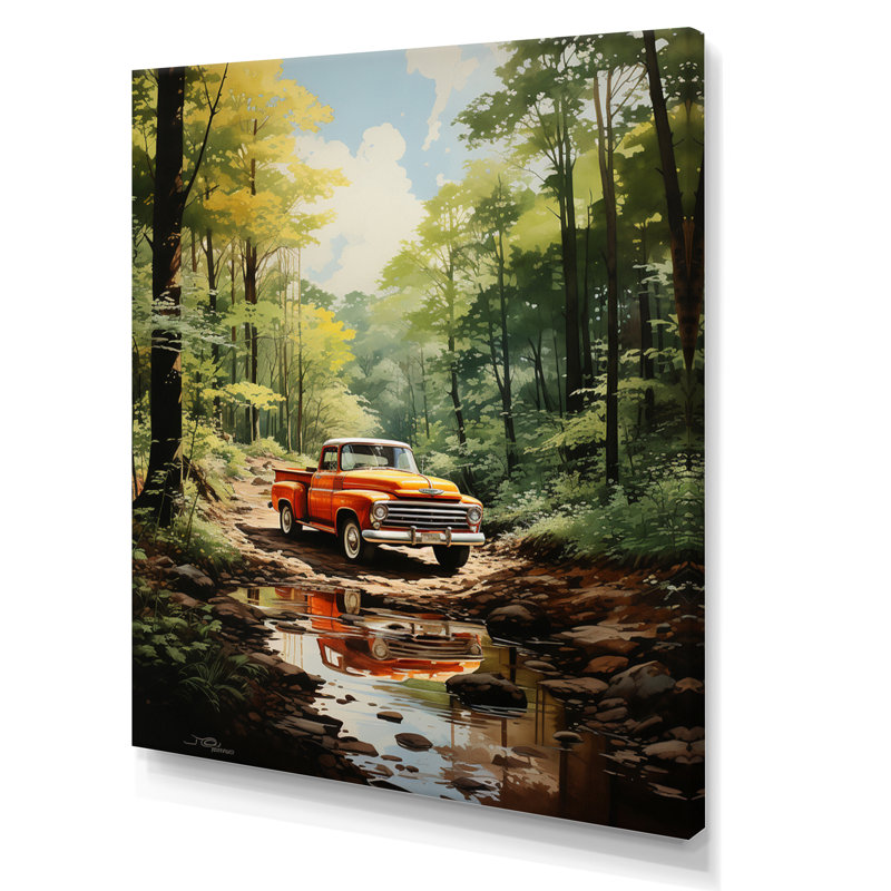 «Xanadu Pickup Truck Whispering Forest II», reproduction sur toile, H 32 po x l 16 po x P 1 po, Toile tendue
