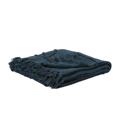 Jeté 100% coton tissé bleu sarcelle