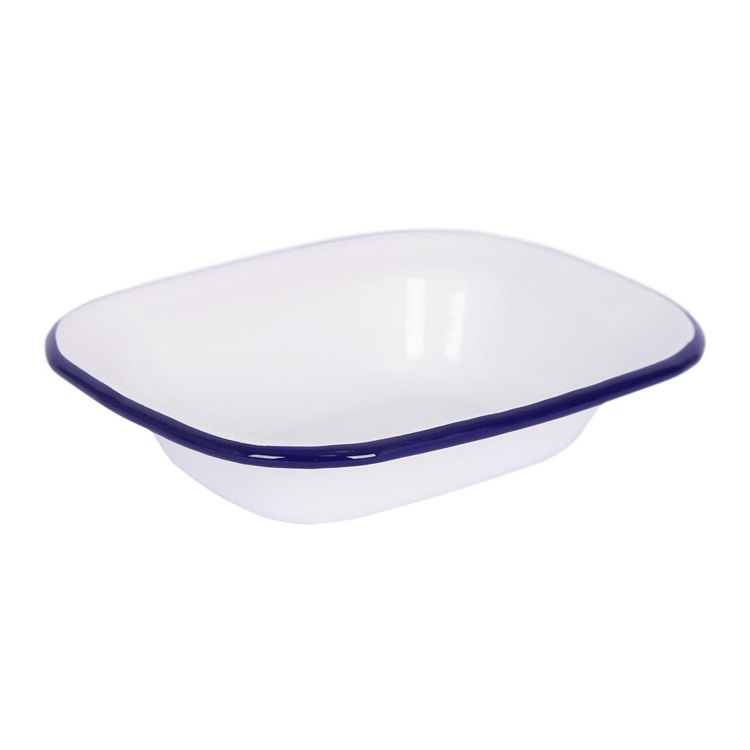 Argon Tableware White Enamel Pie Dish - 18 x 13.5cm - Blue