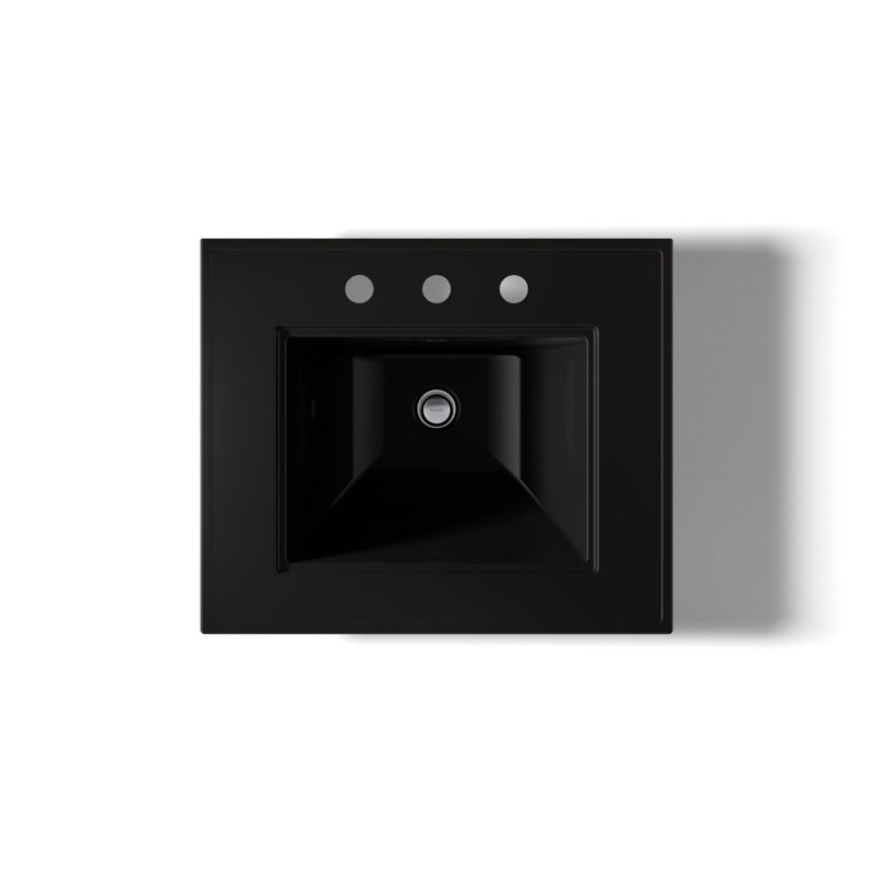 Memoirs® Stately 24" Pedestal Bathroom Sink with 4" Centerset Faucet Holes, 8" Centers, 34.75" H x 20.5" W x 24.5" L, Black