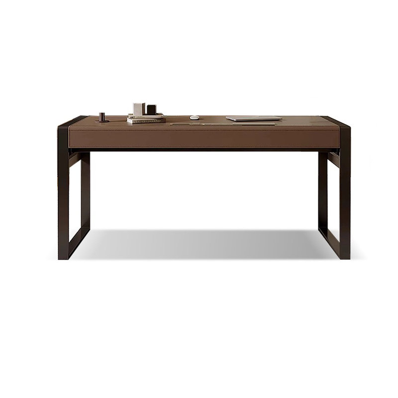 Bureau rectangulaire en bois massif avec 3 tiroirs, H 29,53 po x l 55,12 po x P 27,56 po, Noir, noir, noir, noir