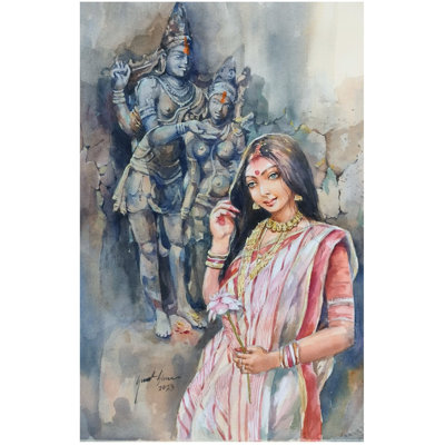 Woman Engrossed In Devotion Of Shiva | Lana Paper | By Sarat Shaw